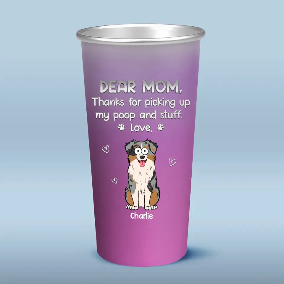 Merci d'avoir ramassé nos crottes - Gobelet personnalisé en aluminium à changement de couleur pour chien - Cadeau pour propriétaires d'animaux et amoureux des animaux