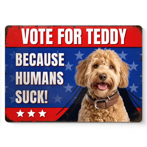 Plaque en métal personnalisée avec photo « Paws and Vote » pour chien et chat – Cadeau de pendaison de crémaillère pour propriétaires et amoureux des animaux