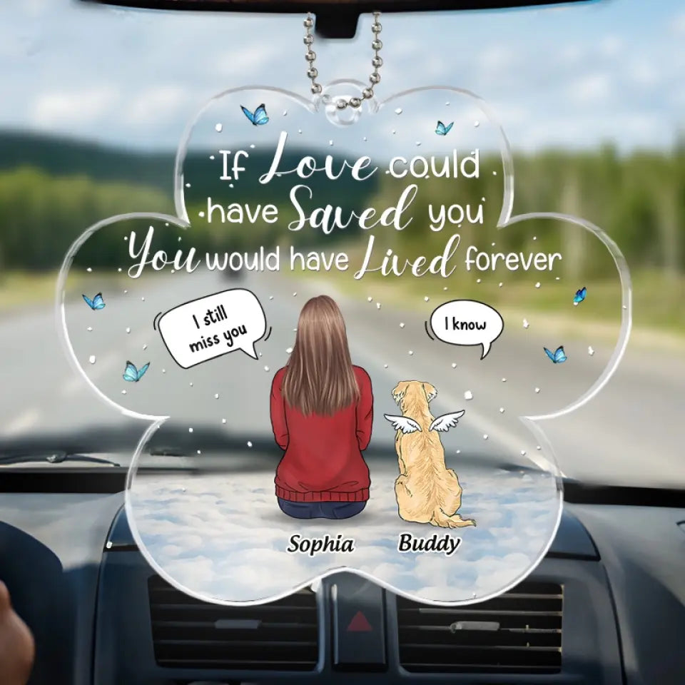 Le lien avec les animaux est aussi durable que les liens avec la Terre - Ornement de voiture personnalisé commémoratif - Forme personnalisée en acrylique - Cadeau de condoléances pour les propriétaires et les amoureux des animaux