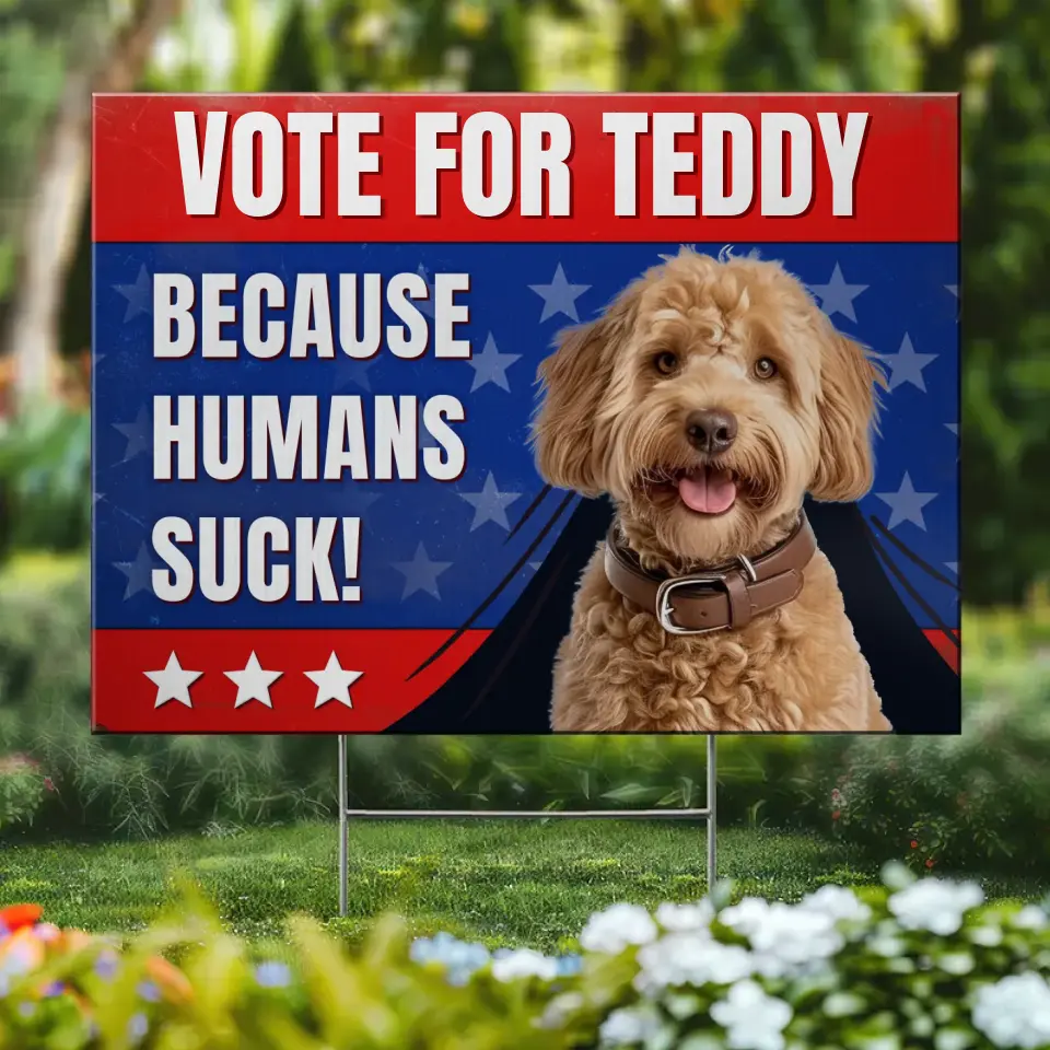 Photo personnalisée « Il est temps de voter » - Panneau de jardin personnalisé pour chien et chat - Cadeau pour propriétaires d'animaux et amoureux des animaux