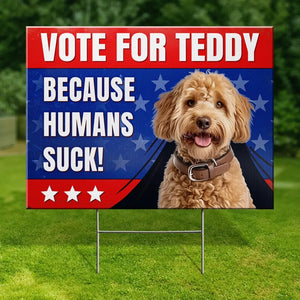 Photo personnalisée « Il est temps de voter » - Panneau de jardin personnalisé pour chien et chat - Cadeau pour propriétaires d'animaux et amoureux des animaux