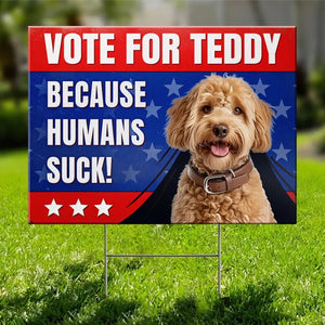 Photo personnalisée « Il est temps de voter » - Panneau de jardin personnalisé pour chien et chat - Cadeau pour propriétaires d'animaux et amoureux des animaux
