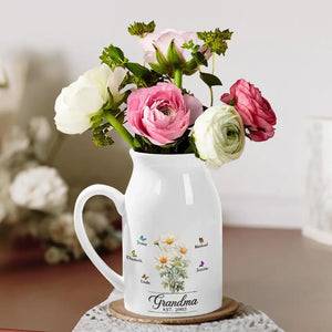 Grand-mère plante des graines d'amour qui fleurissent pour toujours - Vase à fleurs personnalisé pour la décoration intérieure - Cadeau de pendaison de crémaillère pour maman et grand-mère