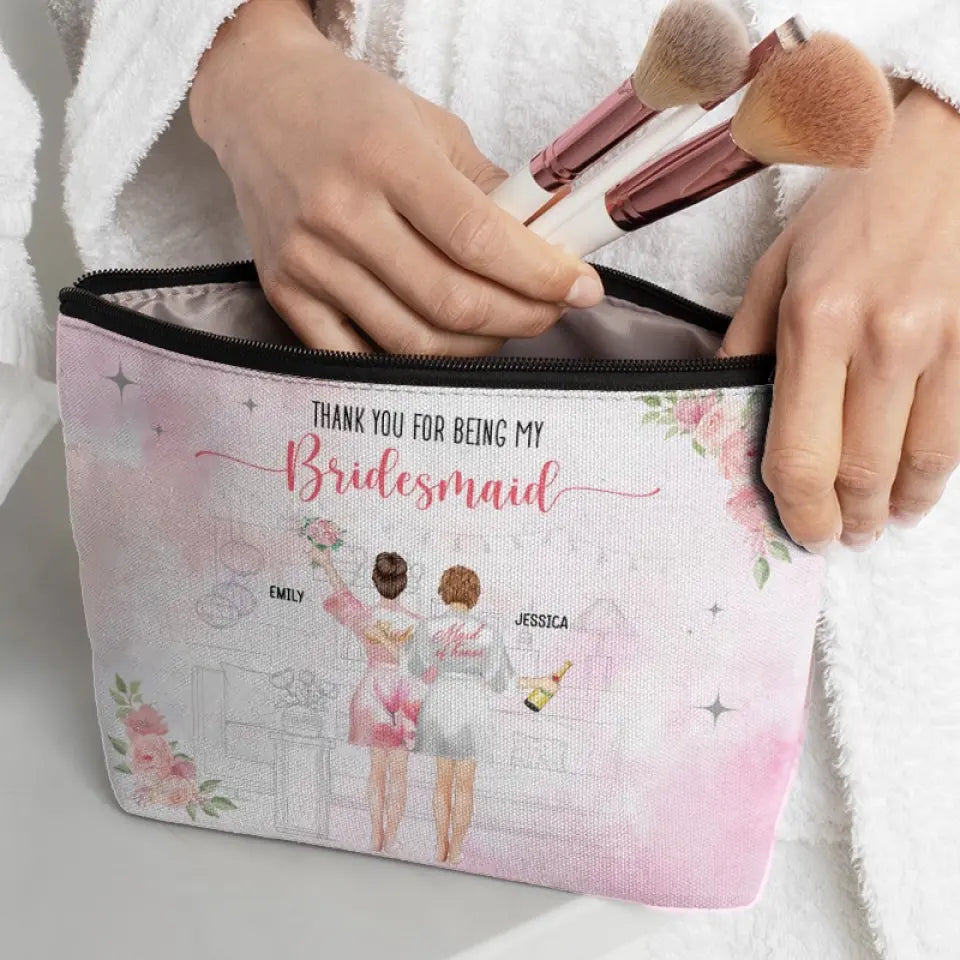 Merci d'être ma demoiselle d'honneur - Trousse de maquillage personnalisée Bestie - Cadeau de mariage, cadeau de demoiselle d'honneur pour meilleures amies, BFF, sœurs