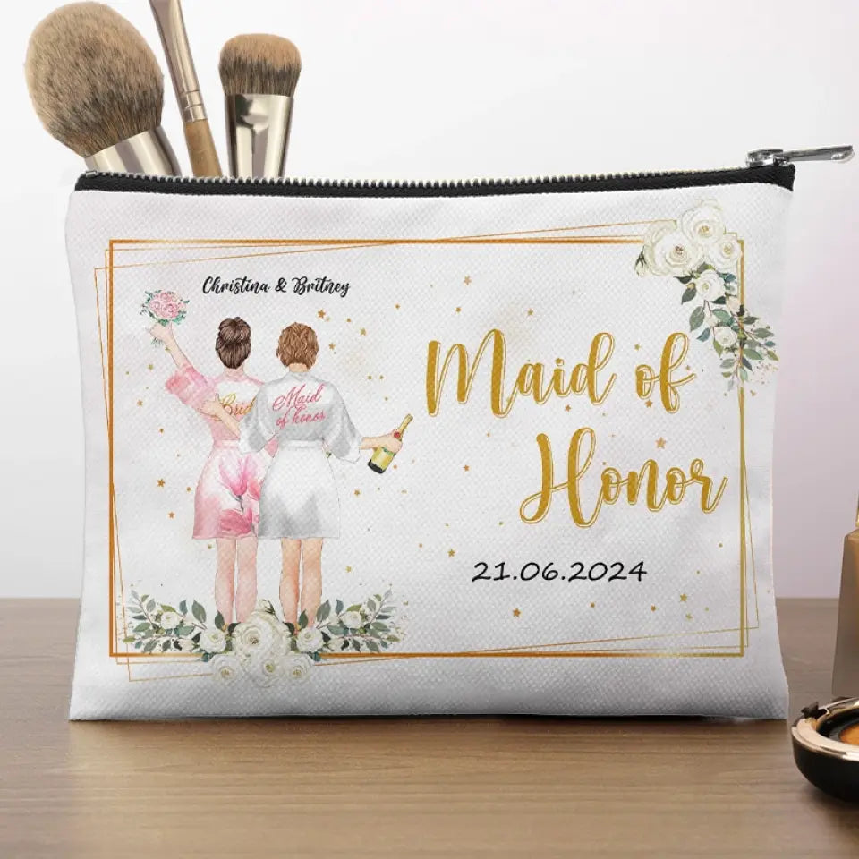 Les amies qui s'aiment bien restent ensemble - Trousse de maquillage personnalisée pour meilleure amie - Cadeau de mariage, cadeau de demoiselle d'honneur pour meilleures amies, meilleures amies, sœurs