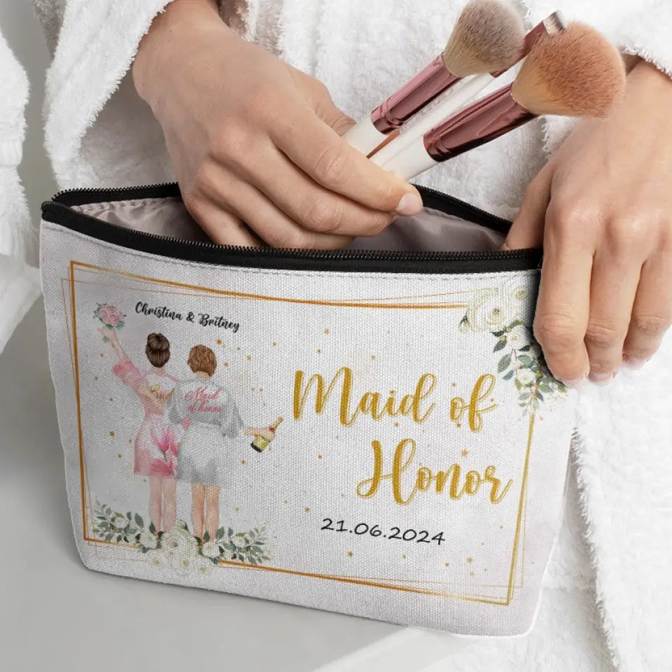 Les amies qui s'aiment bien restent ensemble - Trousse de maquillage personnalisée pour meilleure amie - Cadeau de mariage, cadeau de demoiselle d'honneur pour meilleures amies, meilleures amies, sœurs