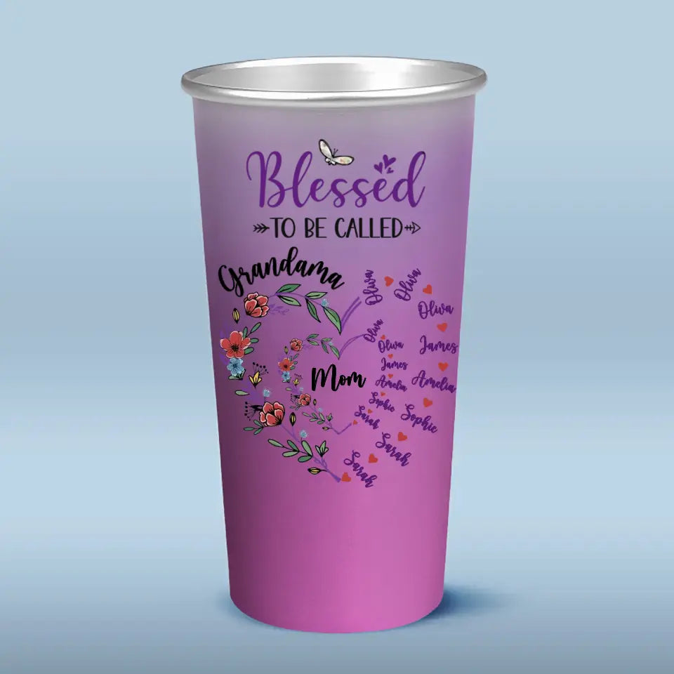 Bénie d'être appelée grand-mère - Tasse personnalisée en aluminium à couleur changeante - Cadeau pour maman et grand-mère
