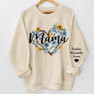 Grand-mère, nous t'aimons de tout notre cœur - Sweat-shirt unisexe personnalisé avec motif sur la manche - Cadeau pour maman, grand-mère