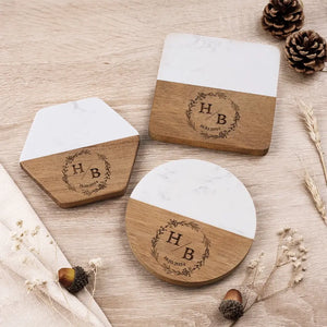 Jamais un moment ennuyeux ensemble - Dessous de verre en bois marbré personnalisé pour couple - Cadeau pour mari et femme, anniversaire