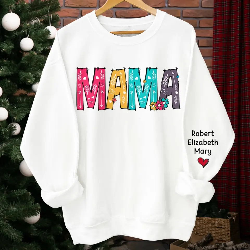 Maman, ton amour est mon ancre - Sweat-shirt unisexe personnalisé avec motif sur la manche - Cadeau pour maman, grand-mère