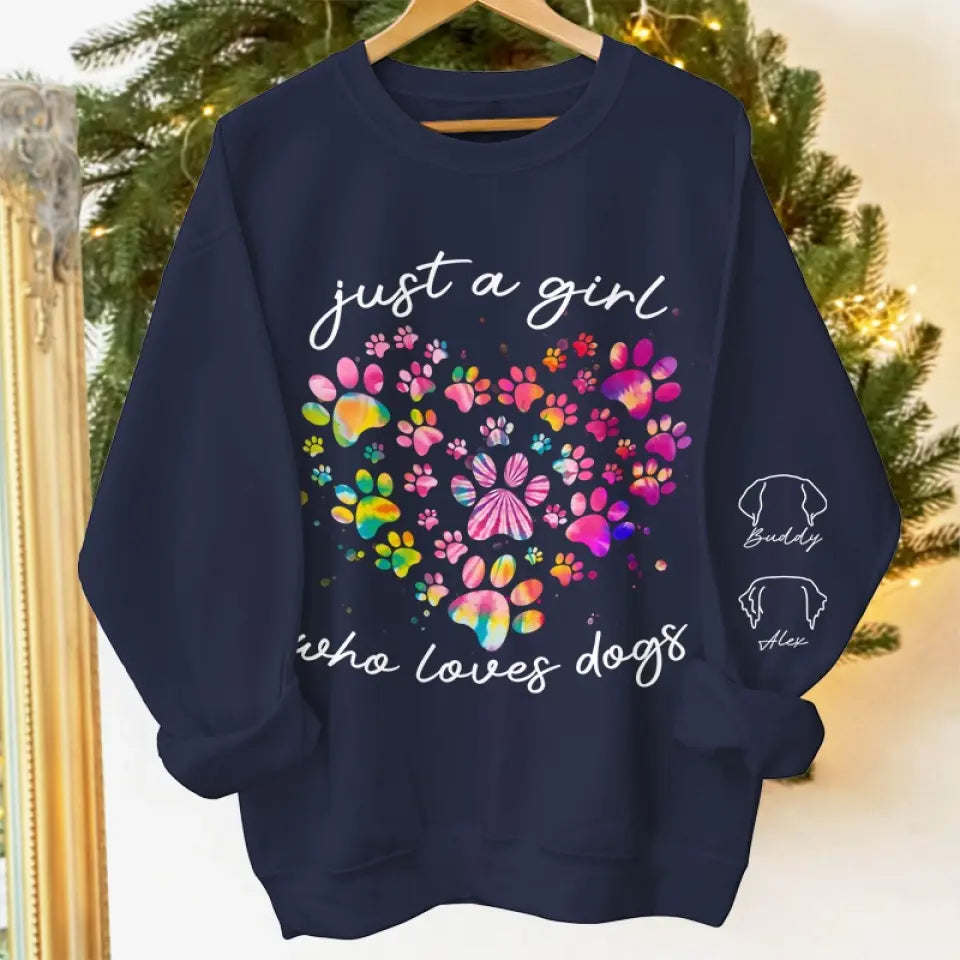 Le meilleur ami d'une fille a des pattes - Sweat-shirt unisexe personnalisé pour chien et chat avec motif sur la manche - Cadeau pour les propriétaires d'animaux et les amoureux des animaux