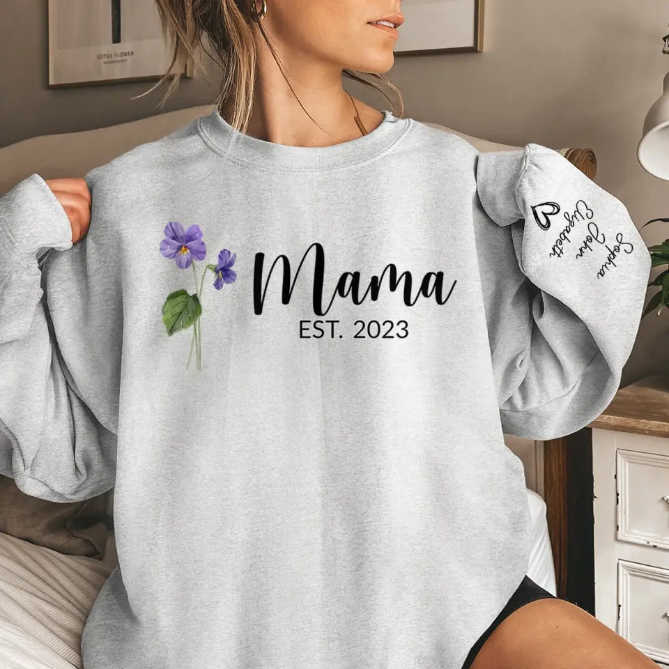 Grand-mère plante les graines de l'amour qui fleurissent pour toujours - Sweat-shirt unisexe personnalisé avec motif sur la manche - Cadeau pour maman et grand-mère