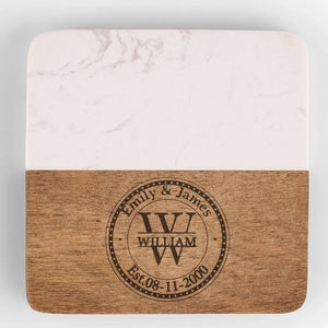 L'amour a été fait pour toi et moi - Dessous de verre en bois et marbre personnalisé pour couple - Cadeau pour mari et femme, anniversaire