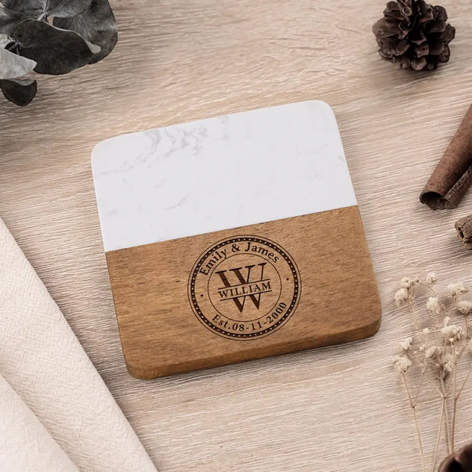 L'amour a été fait pour toi et moi - Dessous de verre en bois et marbre personnalisé pour couple - Cadeau pour mari et femme, anniversaire