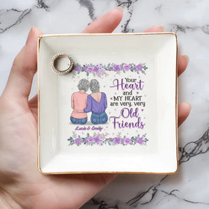 Cœurs anciens, amis éternels - Plat à bijoux personnalisé pour meilleure amie - Cadeau pour meilleures amies, meilleures amies, sœurs