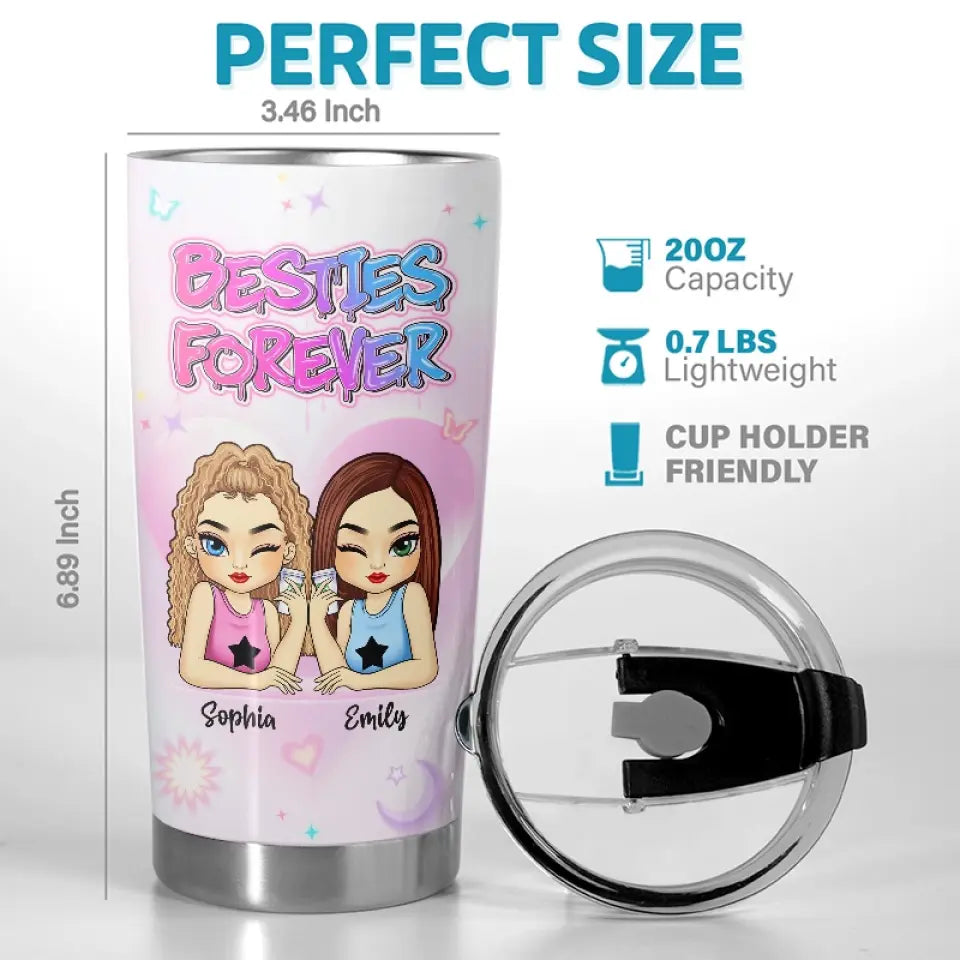Besties Forever - Gobelet personnalisé Bestie - Cadeau pour meilleures amies, meilleures amies, sœurs