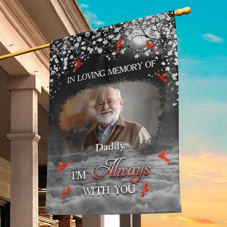Photo personnalisée en souvenir affectueux - Drapeau commémoratif personnalisé - Cadeau de condoléances pour les membres de la famille