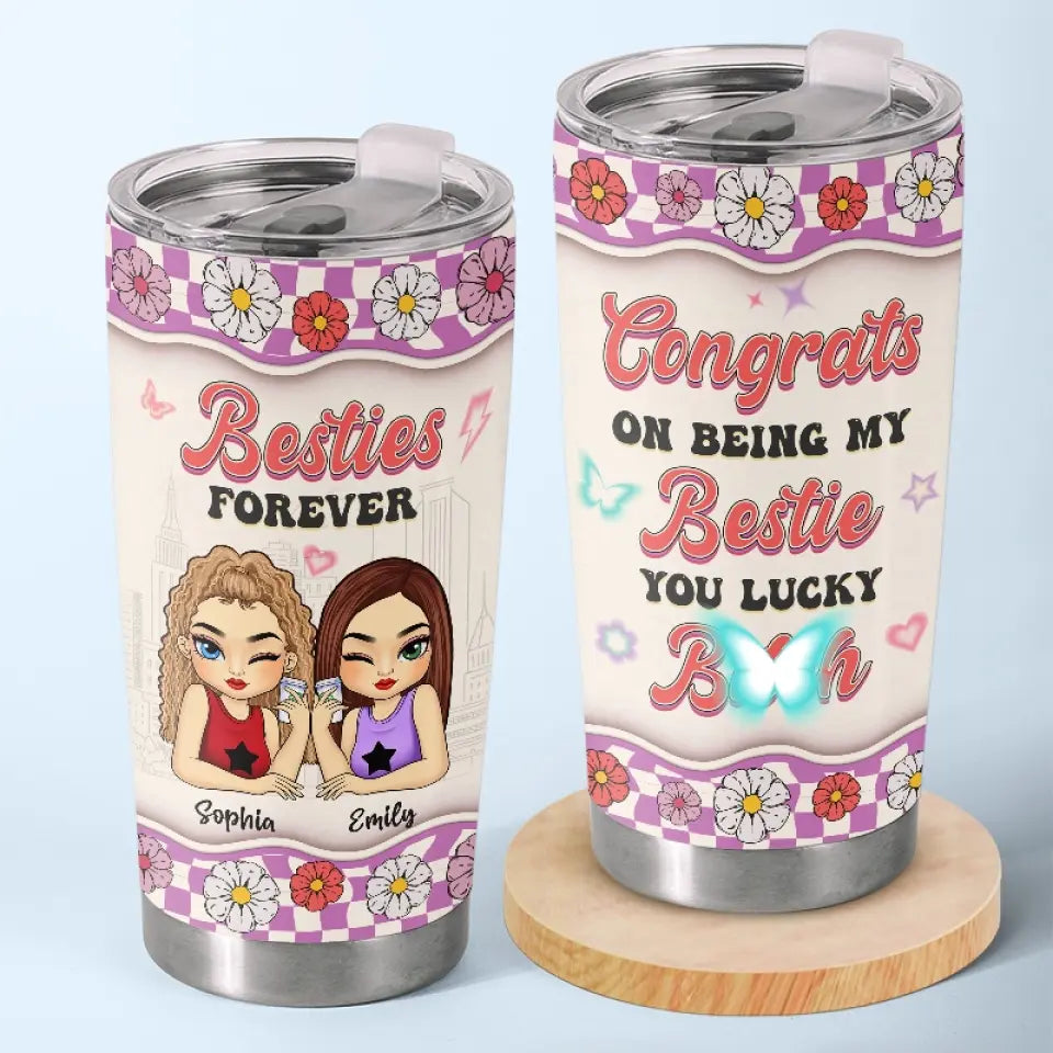 L'amitié est le vin de la vie - Verre personnalisé Bestie - Cadeau pour meilleures amies, meilleures amies, sœurs