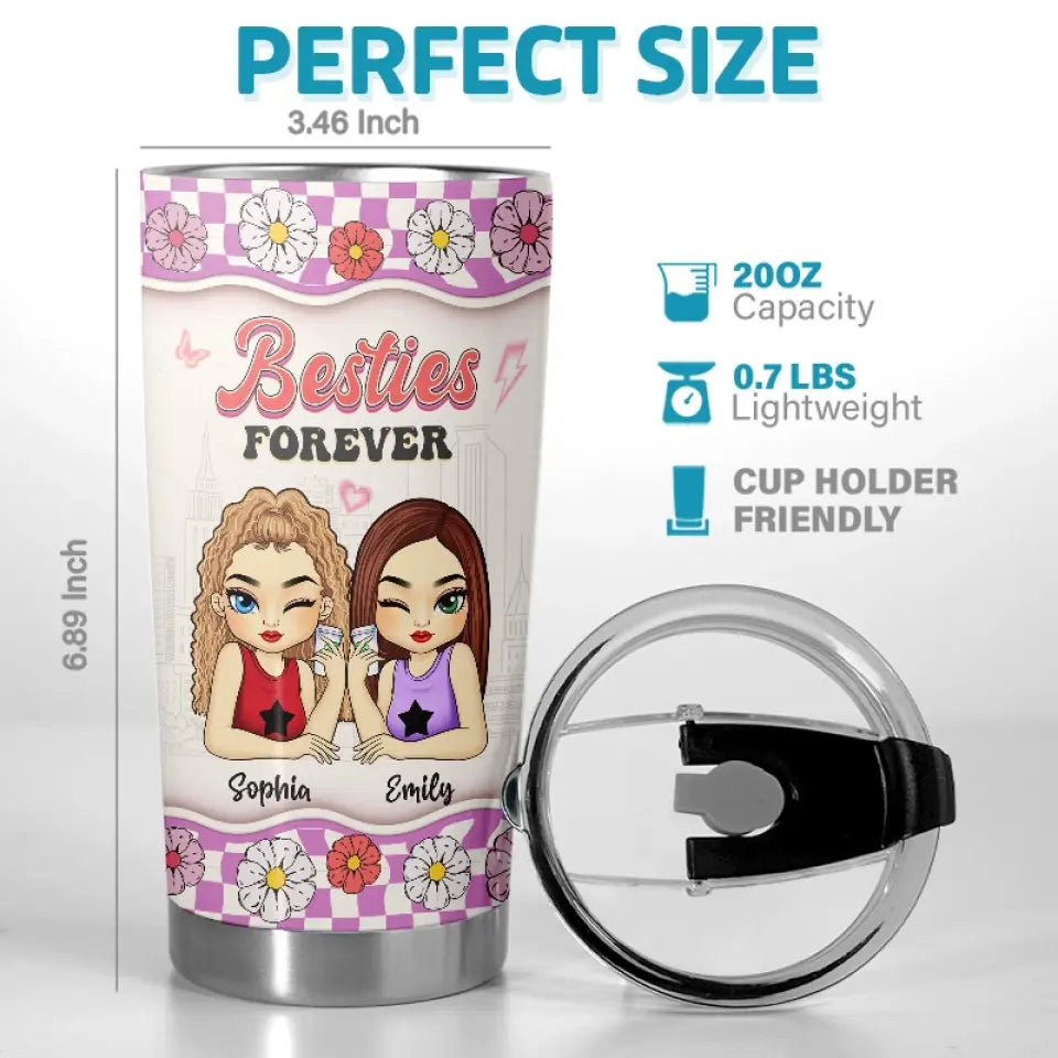 L'amitié est le vin de la vie - Verre personnalisé Bestie - Cadeau pour meilleures amies, meilleures amies, sœurs