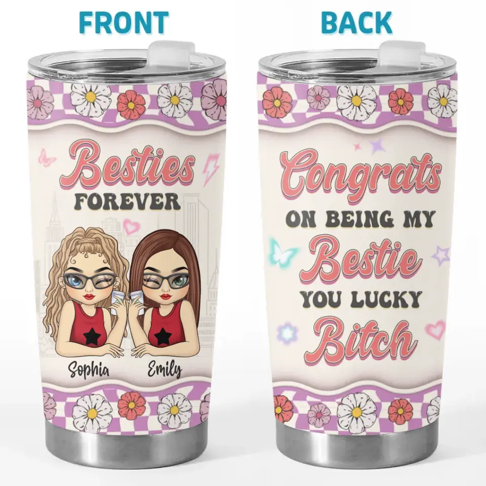 L'amitié est le vin de la vie - Verre personnalisé Bestie - Cadeau pour meilleures amies, meilleures amies, sœurs