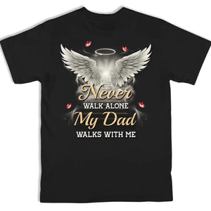T-shirt unisexe personnalisé avec photo « Ne marchez jamais seul » - Cadeau de condoléances pour les membres de la famille