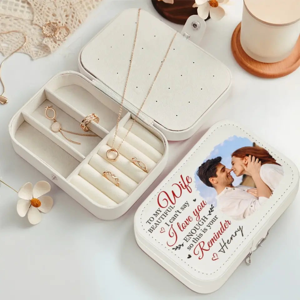 Coffret à bijoux personnalisé avec photo « Je ne peux pas dire que je t'aime assez » - Cadeau pour mari et femme, anniversaire