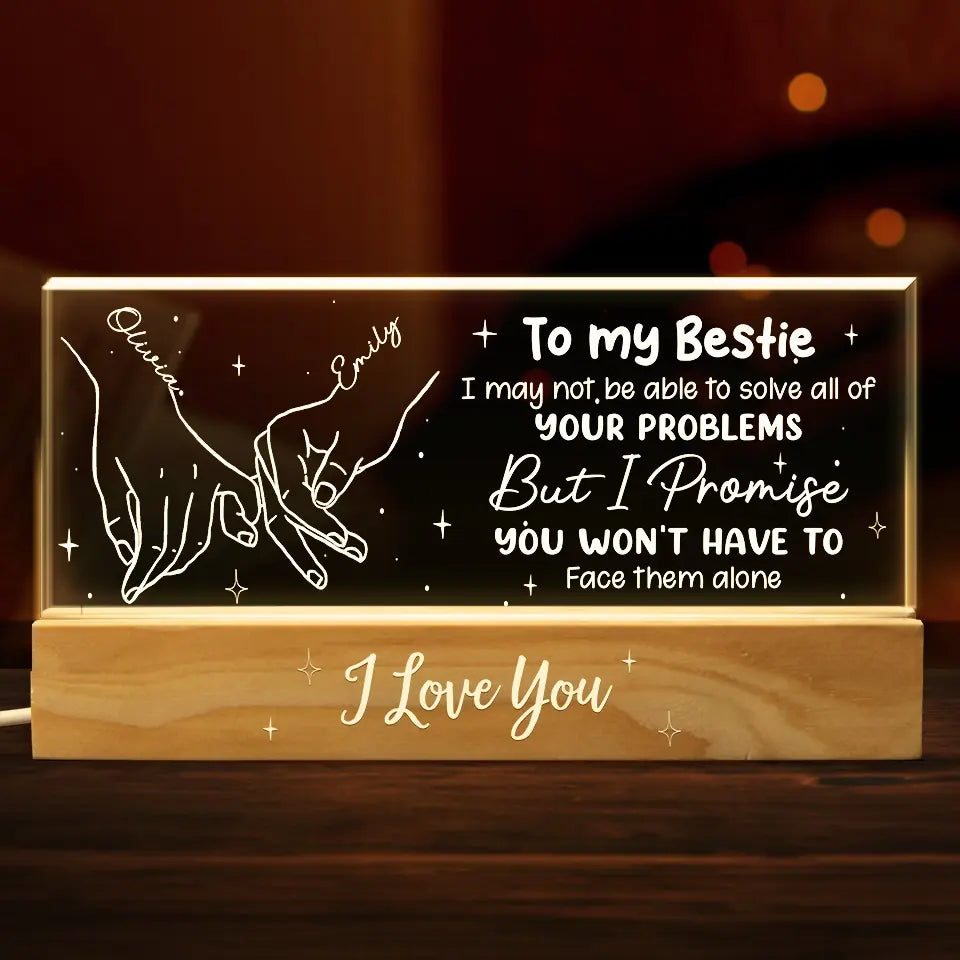 Je souris beaucoup plus grâce à ma sœur – Veilleuse LED 3D personnalisée en acrylique avec lettres personnalisées – Cadeau pour meilleures amies, meilleures amies, sœurs