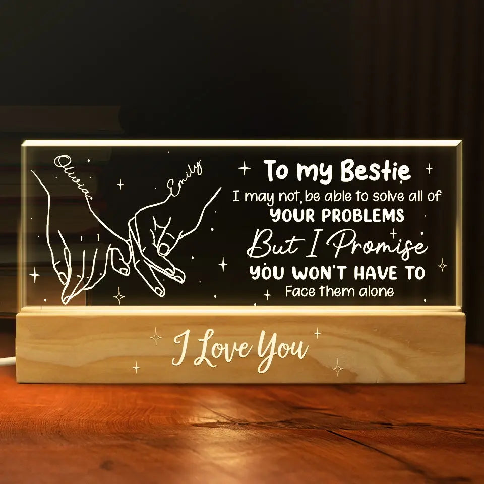 Je souris beaucoup plus grâce à ma sœur – Veilleuse LED 3D personnalisée en acrylique avec lettres personnalisées – Cadeau pour meilleures amies, meilleures amies, sœurs