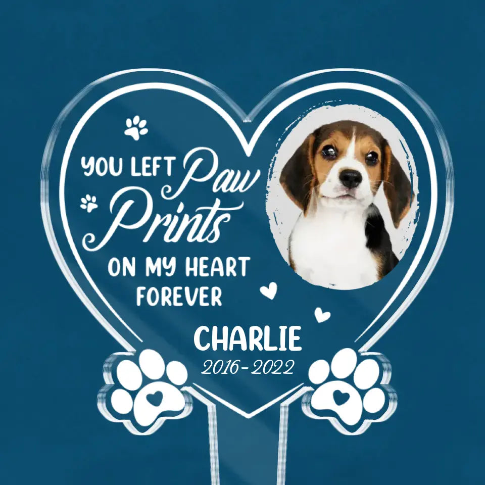 Photo personnalisée « Je t'aimerai toujours » - Piquet de jardin en acrylique style vitrail personnalisé - Cadeau de condoléances pour les propriétaires et les amoureux des animaux