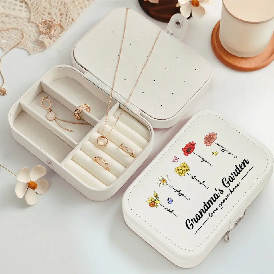 L'amour grandit ici - Coffret à bijoux personnalisé pour la famille - Cadeau pour maman et grand-mère