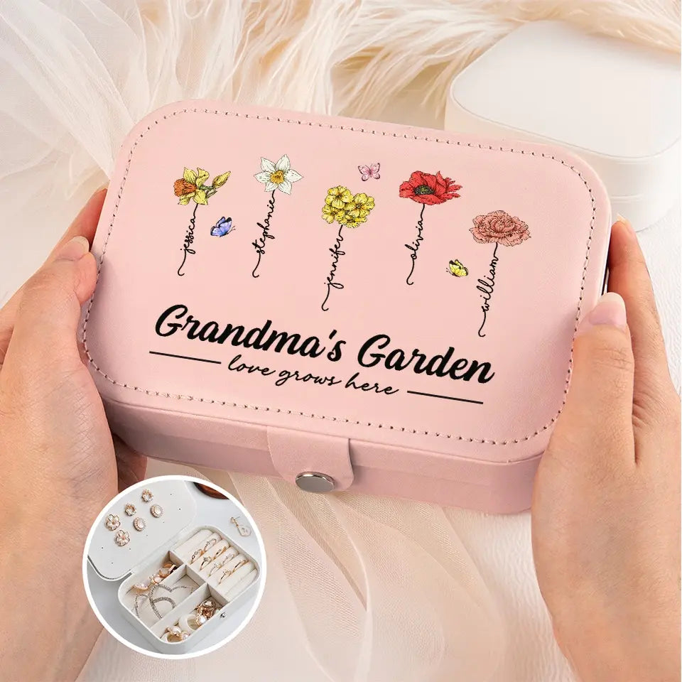 L'amour grandit ici - Coffret à bijoux personnalisé pour la famille - Cadeau pour maman et grand-mère