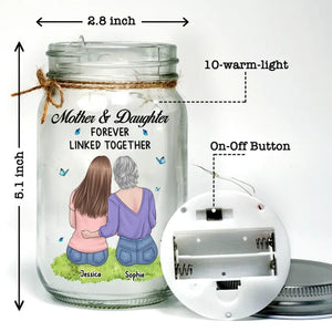 Mère et fille unies pour toujours - Lampe personnalisée en pot Mason - Cadeau pour maman et fille