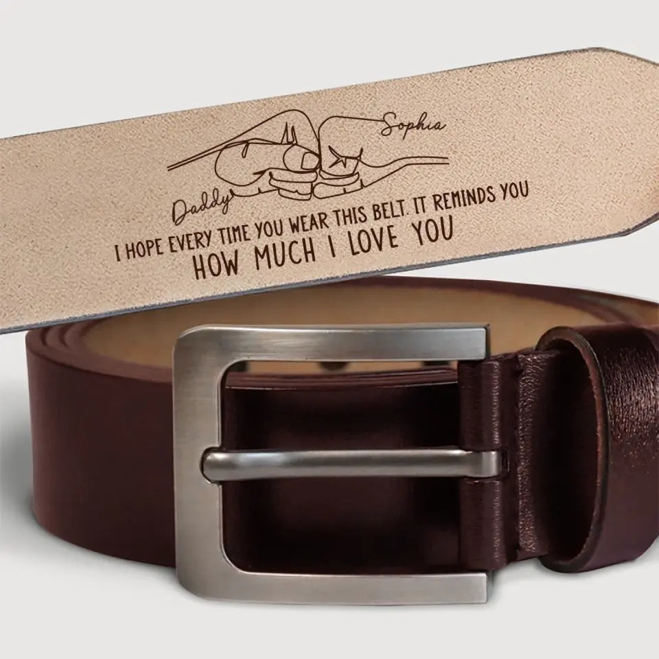 Cela vous rappelle combien je t'aime - Ceinture en cuir gravée personnalisée pour la famille - Fête des pères, cadeau pour papa, grand-père