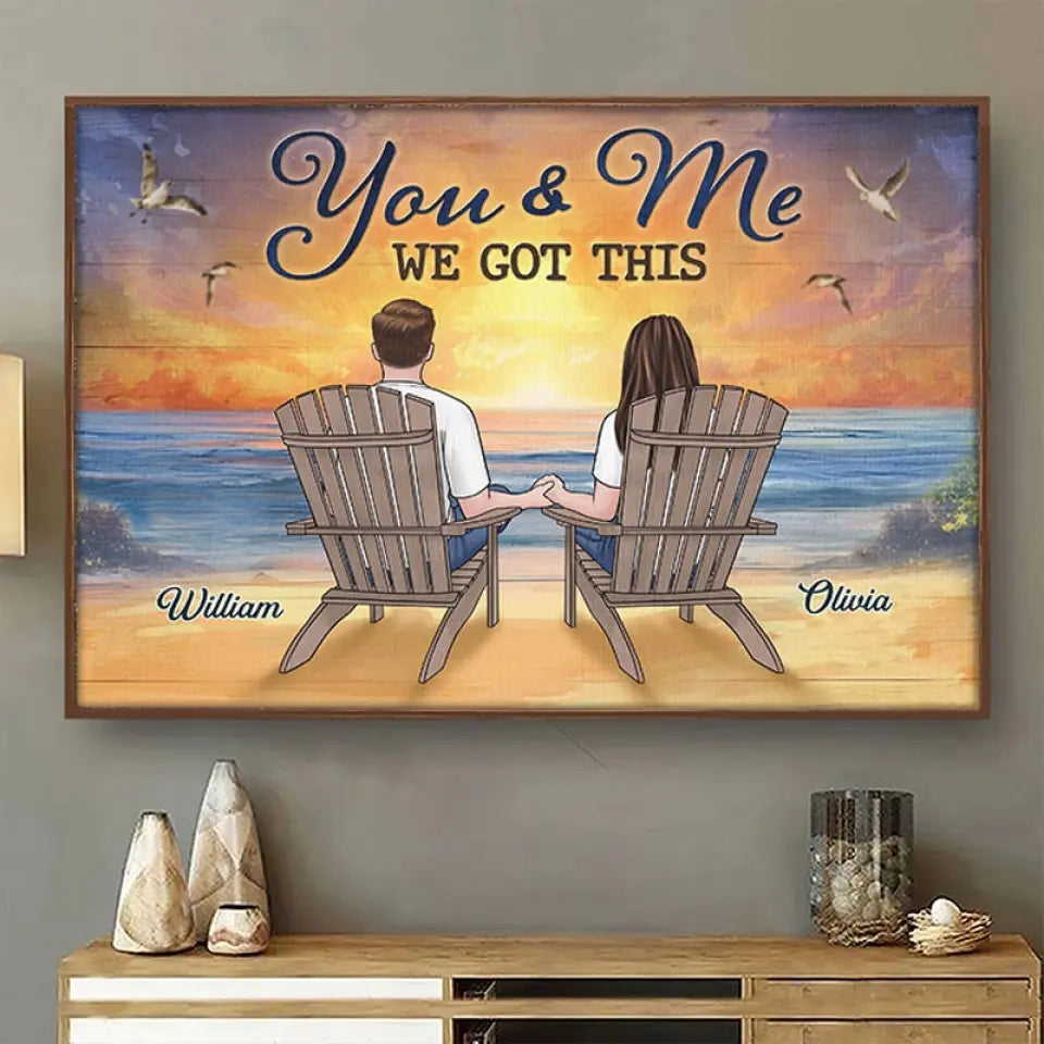 L'amour se renforce avec un chien fidèle à vos côtés - Affiche horizontale personnalisée pour chien - Cadeau pour couples, propriétaires d'animaux et amoureux des animaux