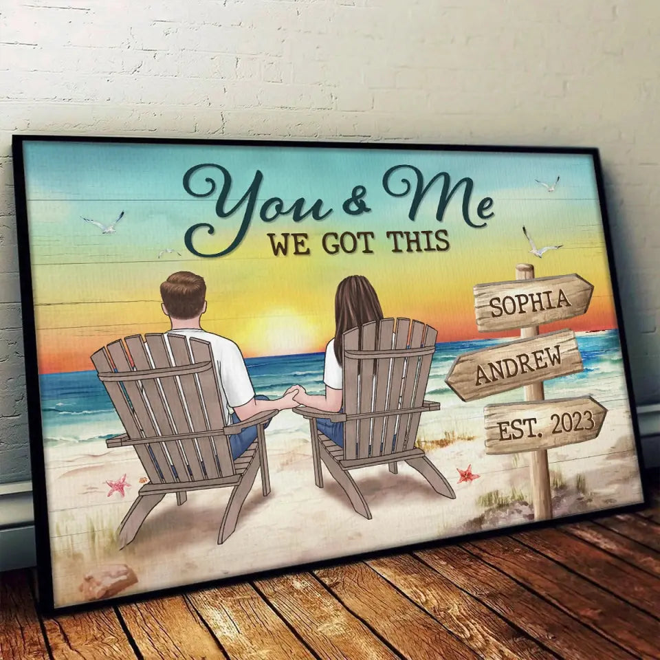J'ai besoin de toi comme un cœur a besoin d'un battement - Affiche horizontale personnalisée pour couple - Cadeau pour mari et femme, anniversaire