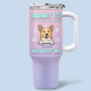 Les amitiés authentiques durent toute une vie ! Gobelet personnalisé en acier inoxydable de 1 134 ml avec poignée pour chien et chat ! Cadeau idéal pour les propriétaires et les amoureux des animaux.