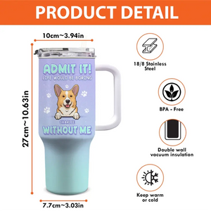 Les amitiés authentiques durent toute une vie ! Gobelet personnalisé en acier inoxydable de 1 134 ml avec poignée pour chien et chat ! Cadeau idéal pour les propriétaires et les amoureux des animaux.