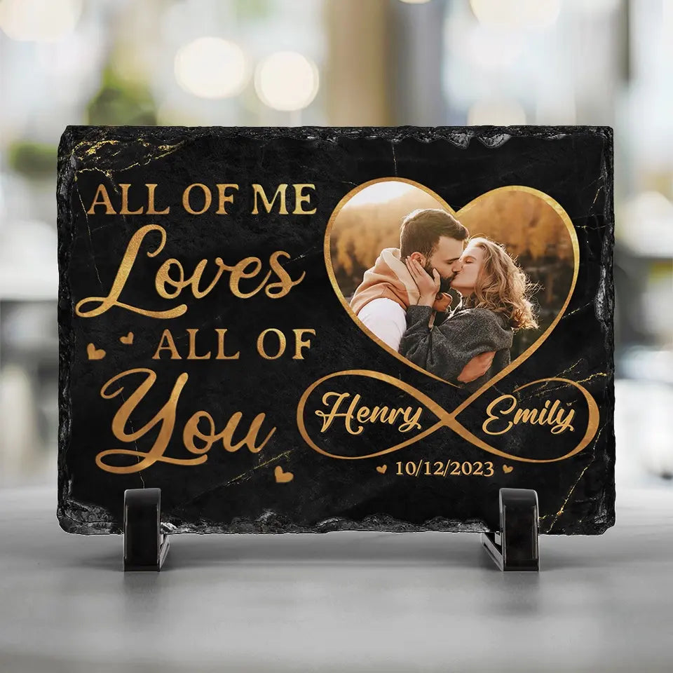 Photo personnalisée « Une véritable histoire d'amour ne finit jamais » - Pierre rectangulaire personnalisée avec support pour couple - Cadeau pour mari et femme, anniversaire