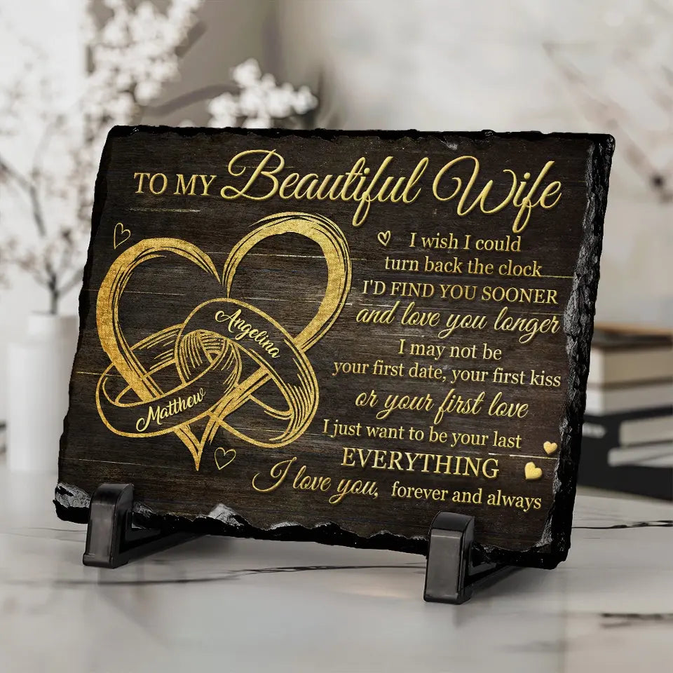 Je veux juste être ton dernier tout - Pierre rectangulaire personnalisée avec support pour couple - Cadeau pour mari et femme, anniversaire