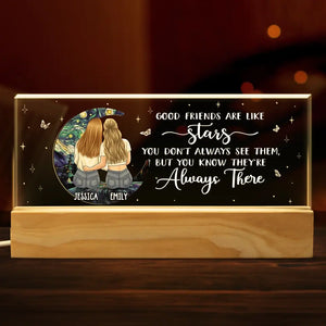 Les bons amis sont comme des étoiles - Veilleuse LED 3D personnalisée en acrylique avec lettres - Cadeau pour meilleures amies, meilleures amies, sœurs