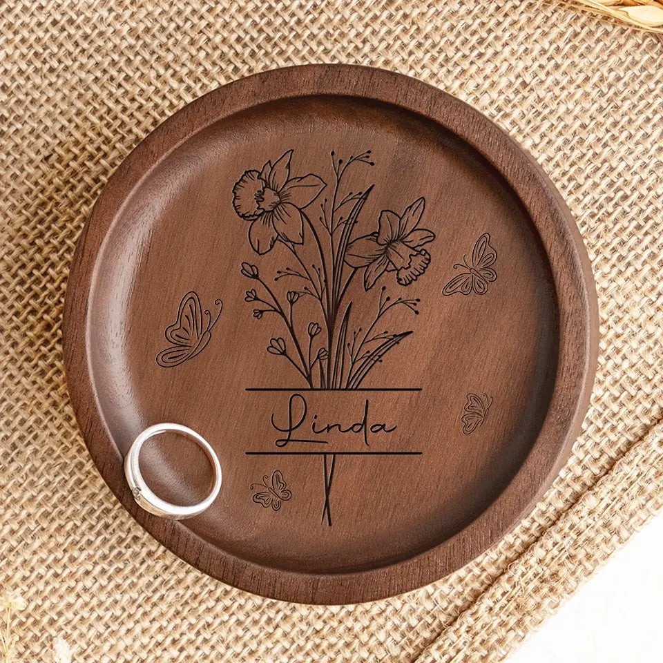 Les amis sont comme des fleurs dans le jardin de la vie - Plat à bijoux en bois personnalisé Bestie - Cadeau pour meilleures amies, meilleures amies, sœurs