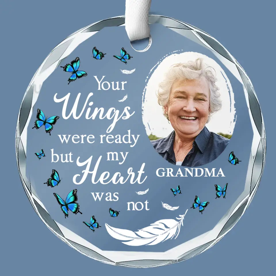 Photo personnalisée « Je t'aime pour toujours » - Ornement en verre rond personnalisé commémoratif - Cadeau de condoléances pour les membres de la famille
