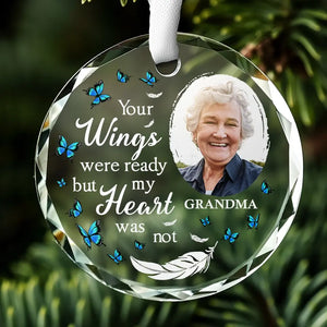 Photo personnalisée « Je t'aime pour toujours » - Ornement en verre rond personnalisé commémoratif - Cadeau de condoléances pour les membres de la famille