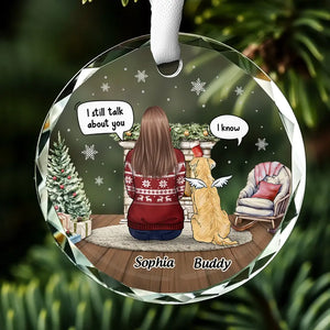 Le voyage de la vie est plus doux lorsqu'on voyage avec des animaux de compagnie - Ornement en verre rond personnalisé commémoratif - Cadeau de Noël, cadeau de condoléances pour les propriétaires d'animaux et les amoureux des animaux