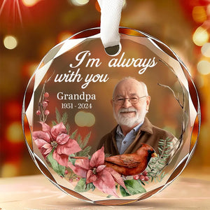 Photo personnalisée très aimée, profondément regrettée - Ornement en verre circulaire personnalisé commémoratif - Cadeau de condoléances pour les membres de la famille