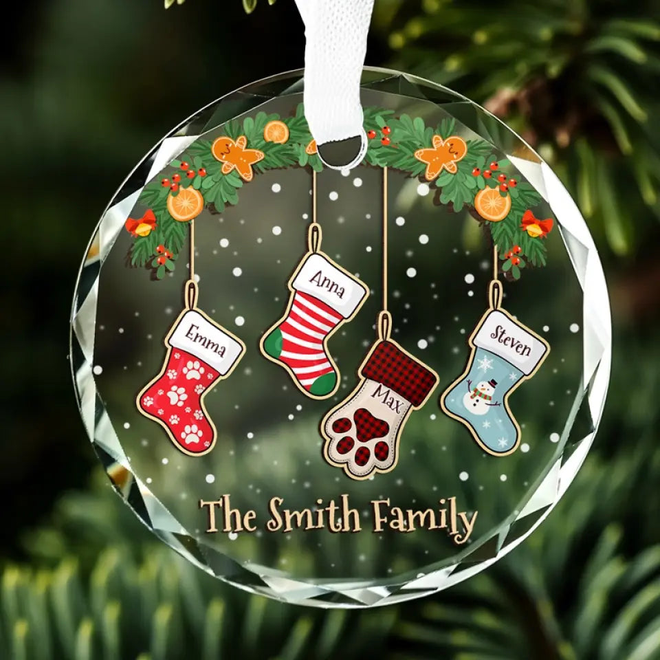 La famille est la meilleure partie de Noël - Décoration de Noël personnalisée en verre avec cercle - Cadeau de Noël pour les membres de la famille