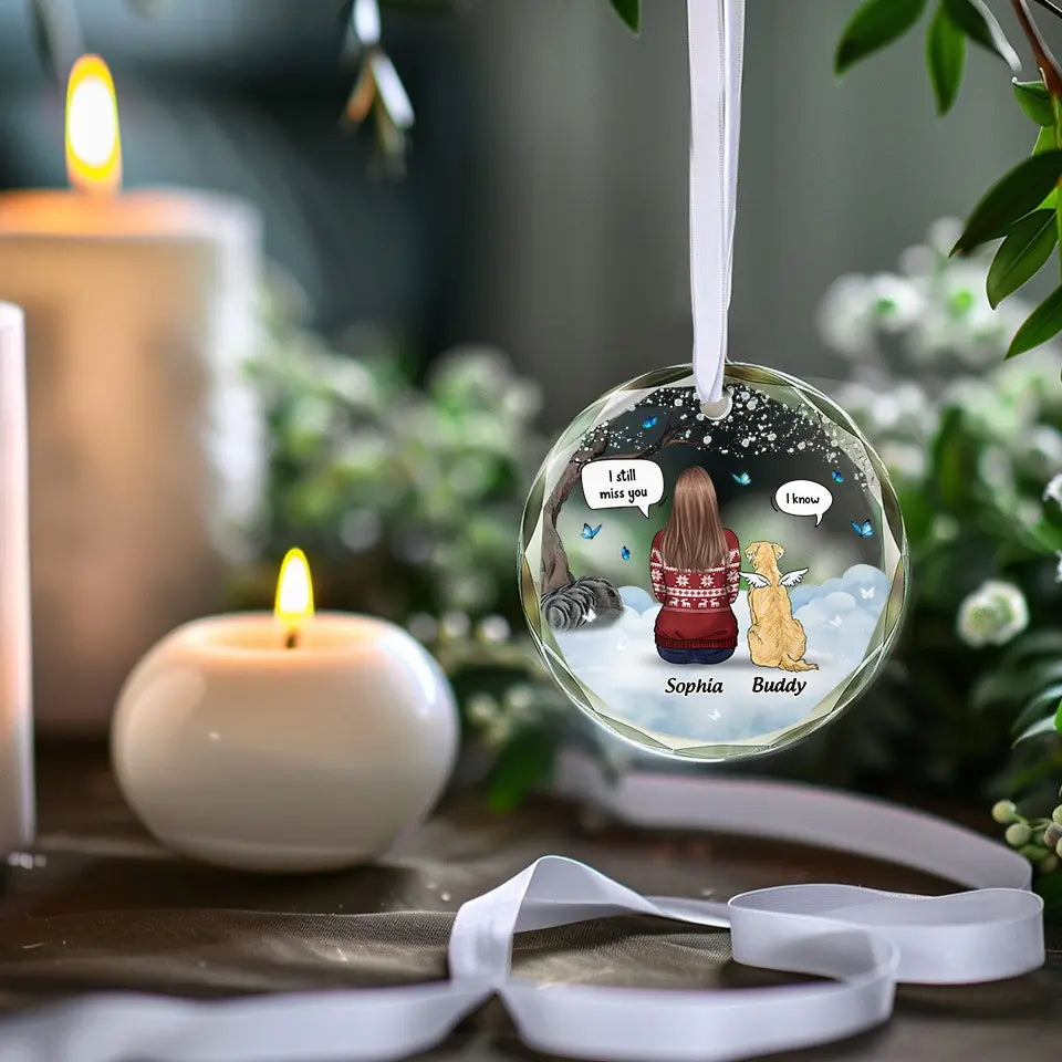 Souvenirs précieux qui durent éternellement - Ornement en verre personnalisé commémoratif - Cadeau de Noël, cadeau de condoléances pour les propriétaires d'animaux et les amoureux des animaux