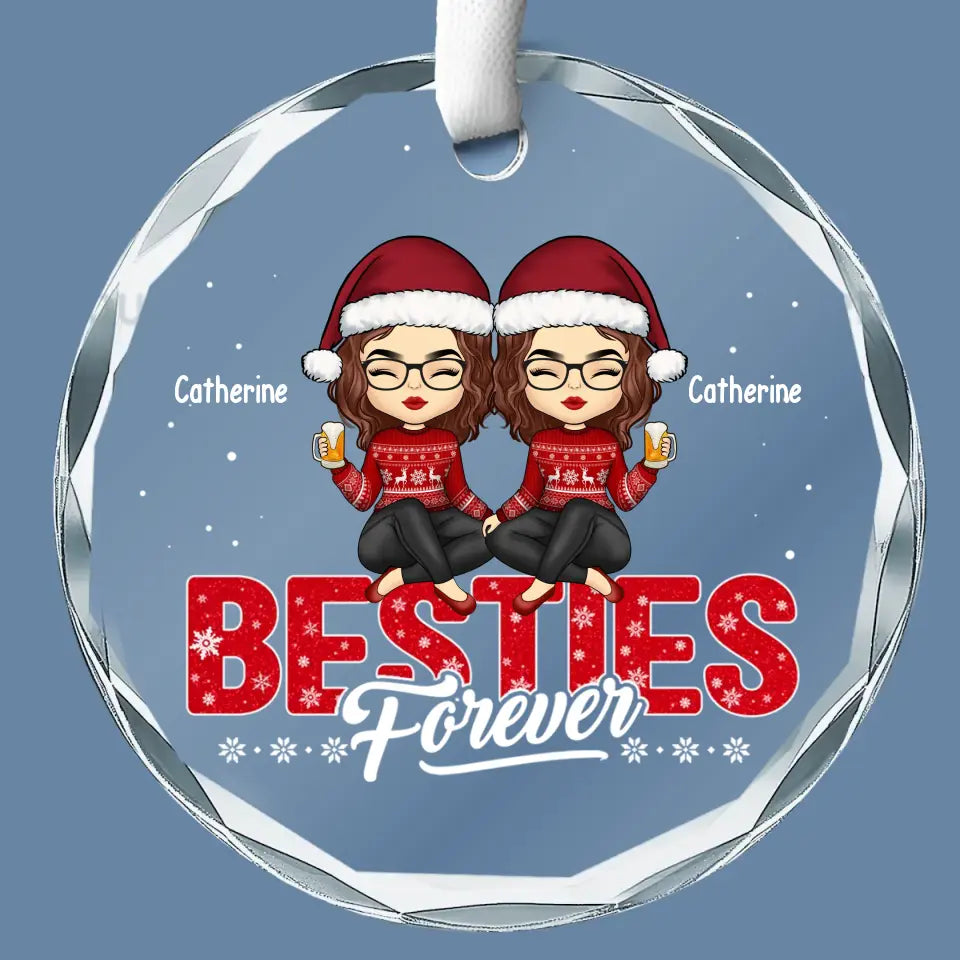 Câlins de vacances à ma meilleure amie - Ornement en verre personnalisé en forme de cercle - Cadeau de Noël pour meilleures amies, meilleures amies, sœurs