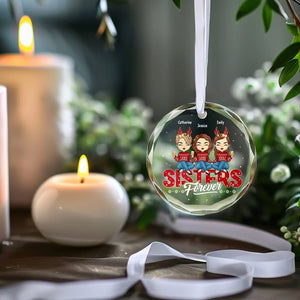 Câlins de vacances à ma meilleure amie - Ornement en verre personnalisé en forme de cercle - Cadeau de Noël pour meilleures amies, meilleures amies, sœurs