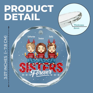 Câlins de vacances à ma meilleure amie - Ornement en verre personnalisé en forme de cercle - Cadeau de Noël pour meilleures amies, meilleures amies, sœurs